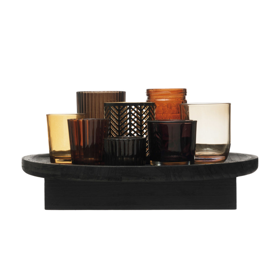 Embossed Glass & Metal Votive Holders set of 9