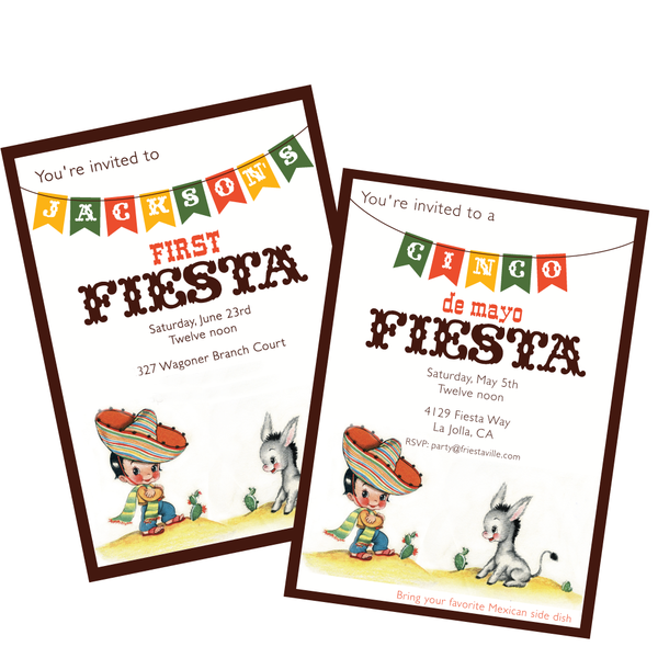 Vintage Cinco de Mayo or Birthday Fiesta printable Invitation by Wants and Wishes
