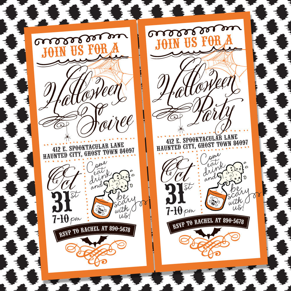 Vintage Retro printable Halloween invitation
