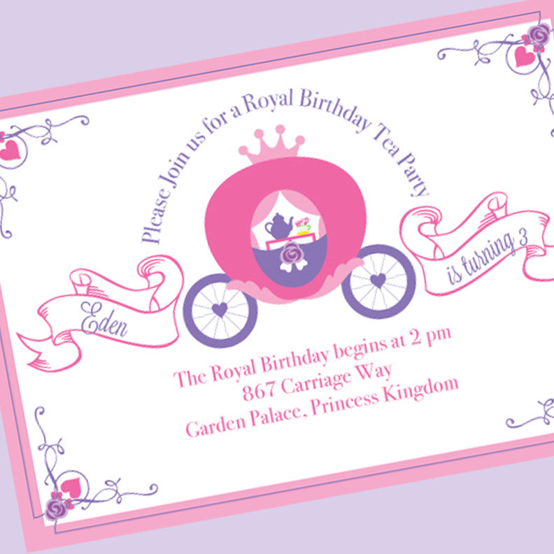 Princess Carriage Tea Party Birthday printable Invitation by Wants and Wishes