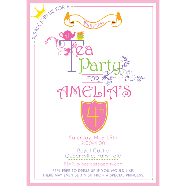 Princess Tea Party printable Birthday Invitation by Wants and Wishes