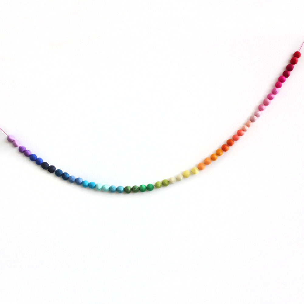 Bright Rainbow Felt Ball Garland