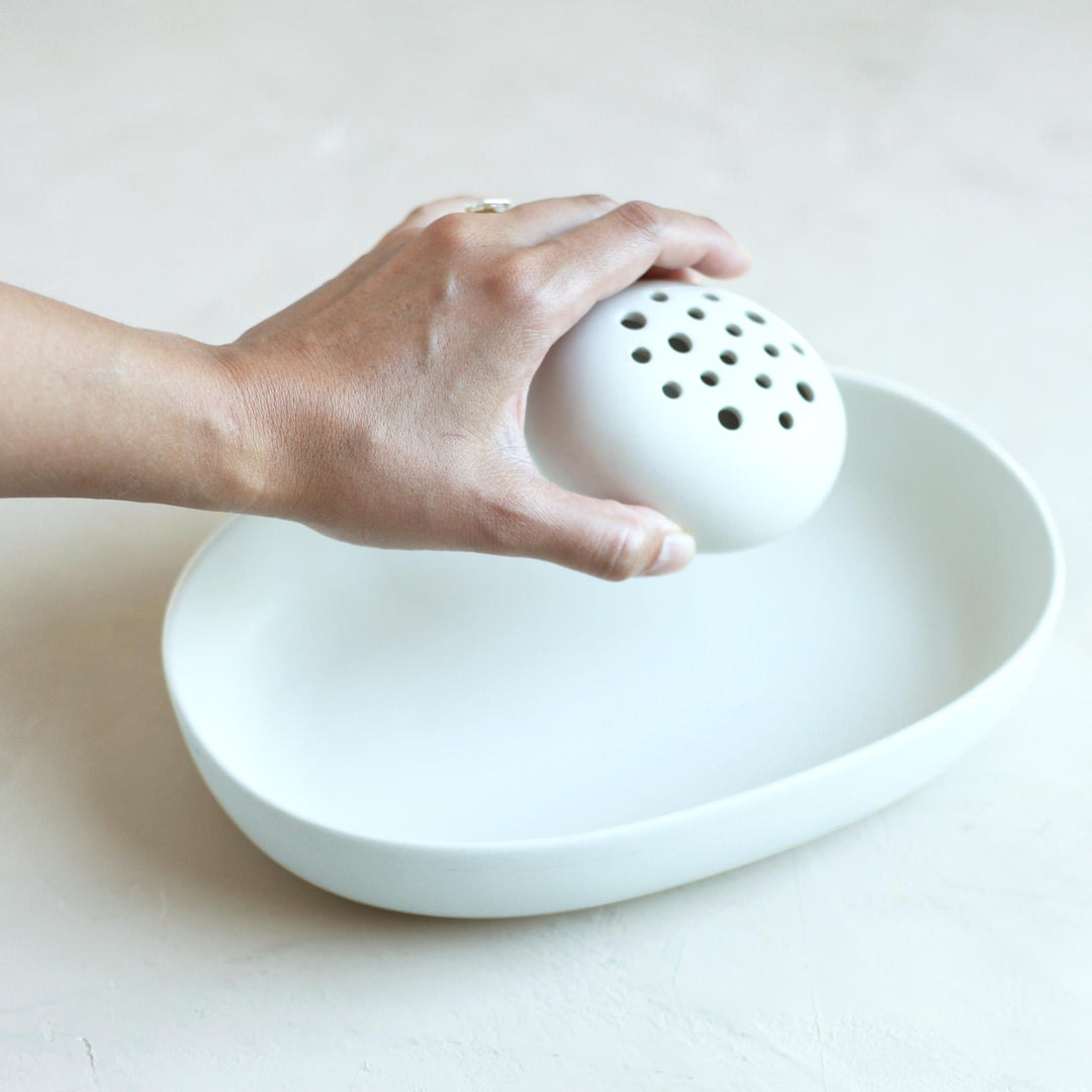 Ceramic oval foral frog