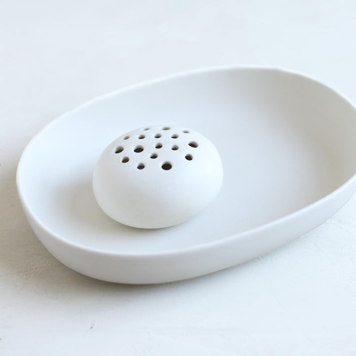 Ceramic oval foral frog