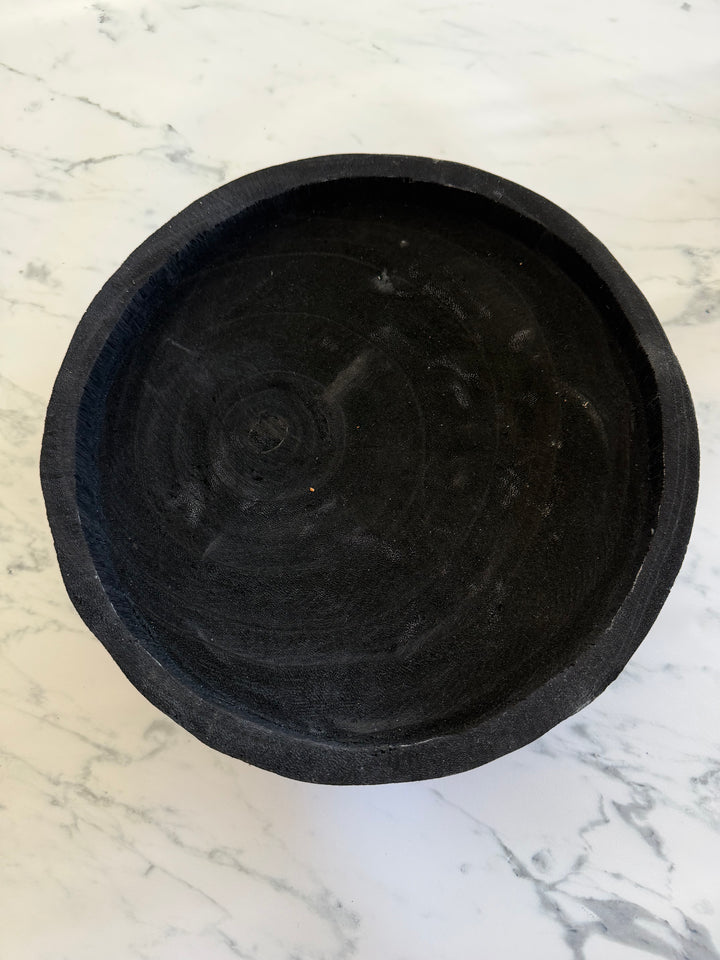 Black Wood Pedestal Tray