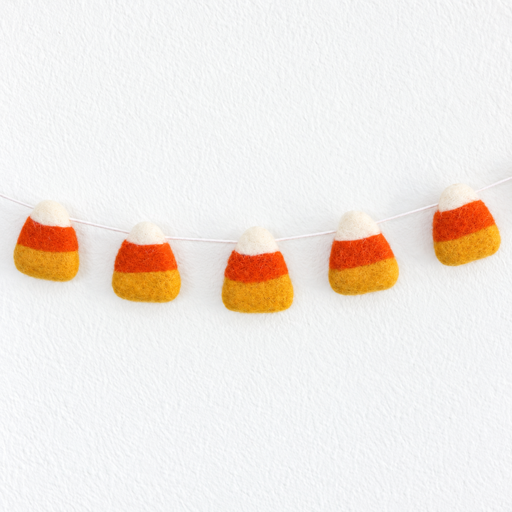 Candy Corn Felt Ball Garland