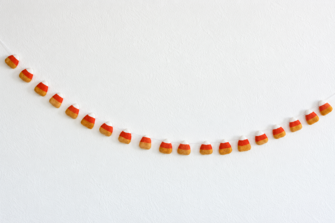 Candy Corn Felt Ball Garland