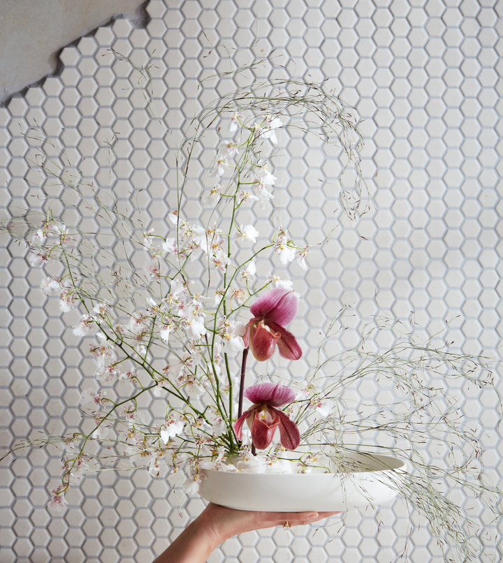 Ceramic oval foral frog