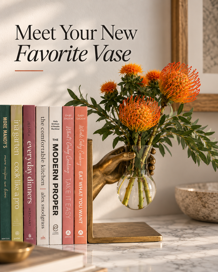 Brass Hand Vase + Bookend
