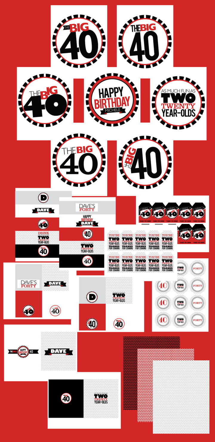 printable THE BIG O 30, 40, 50, 60.... BIRTHDAY Full party Collection (As much fun as two...)