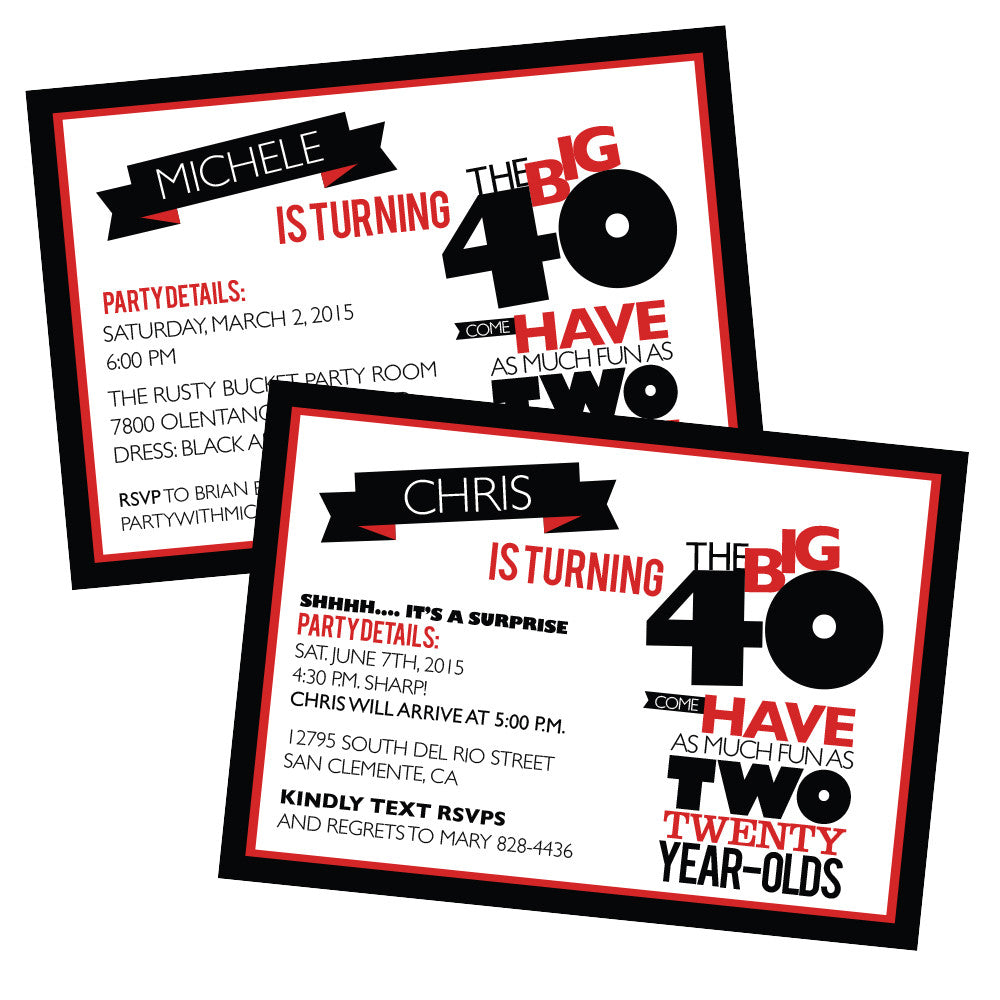 printable THE BIG O 30, 40, 50, 60.... BIRTHDAY invitation (As much fun as two 20 year olds)