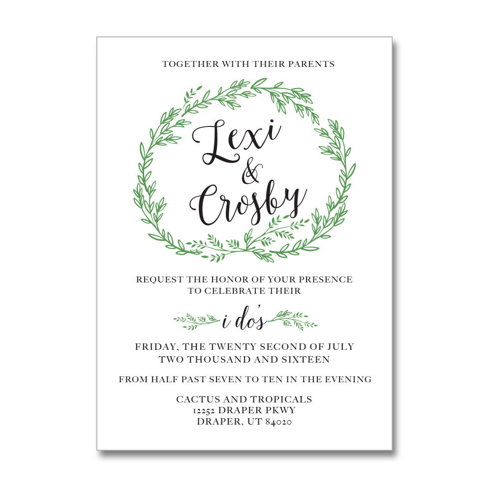 Blissful Wreath Wedding Invitations