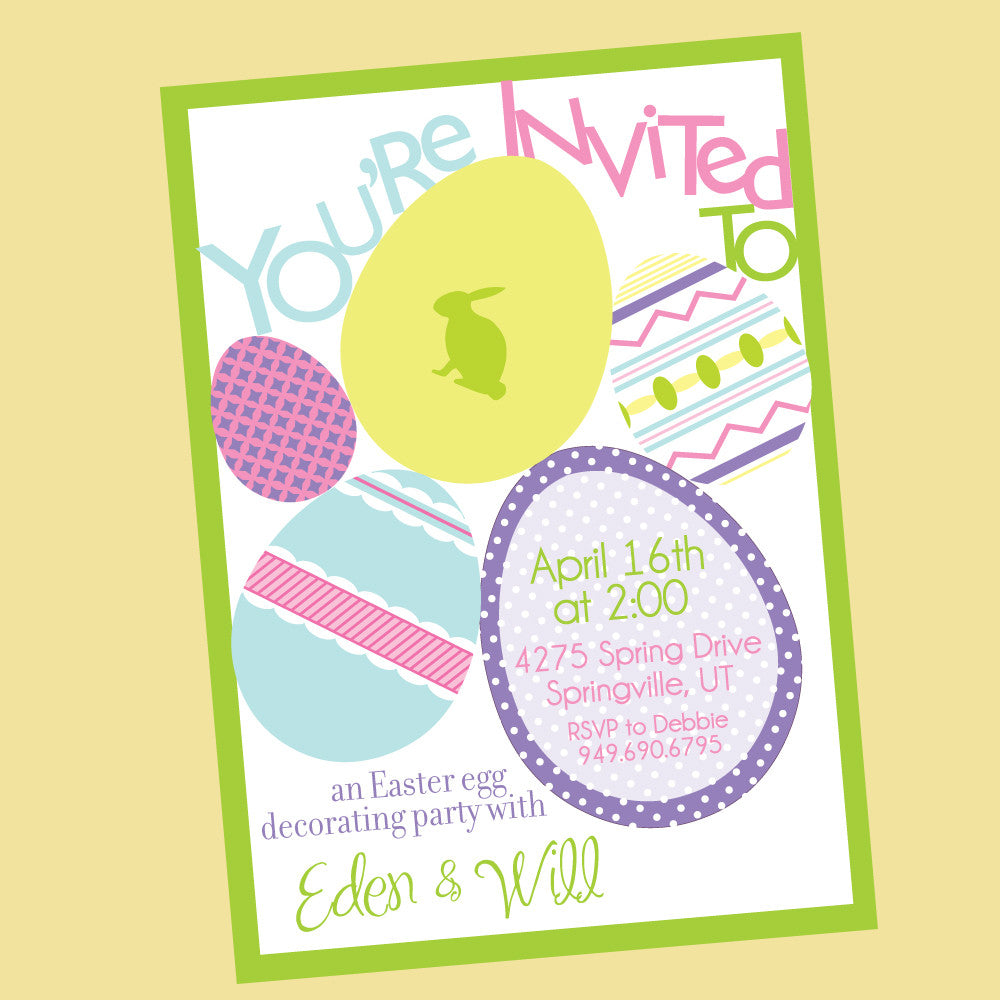 Easter Egg Decorating & Easter Egg Hunt Party invitations