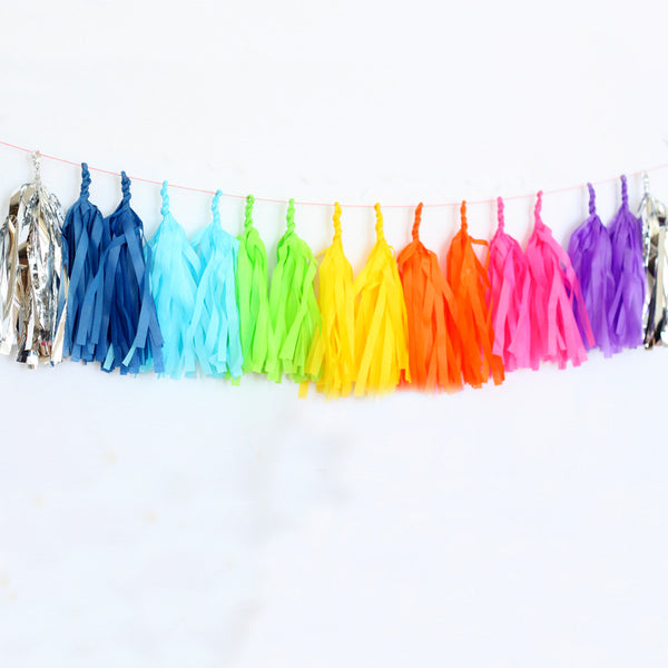 Glitter Sparkles Rainbow Fringe Tassel Garland Kit or Fully Assembled