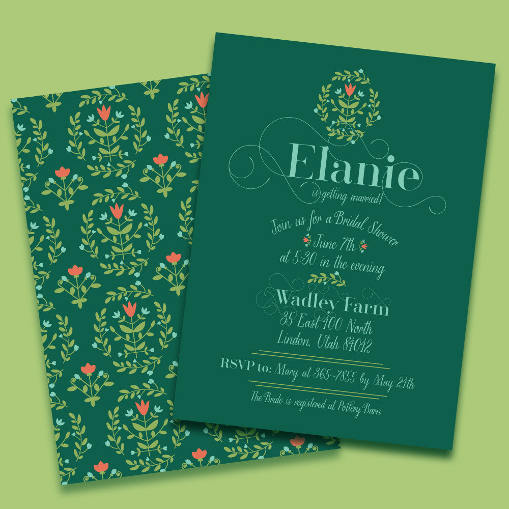 Modern Classic Garden Bridal Shower- printable invitation