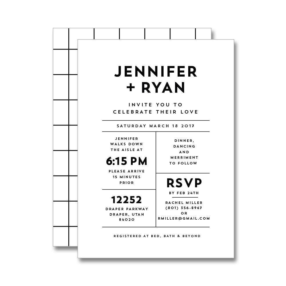 Grid Invitation Modern Grid Wedding Invitations – Wants and Wishes