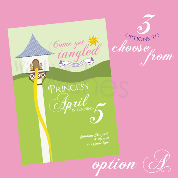 Printable Rapunzel Tangled/Princess Invitation- 3 options