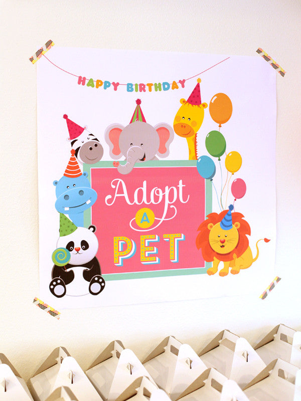 Pet Adoption Adopt a pet birthday party printables Wants and Wishes