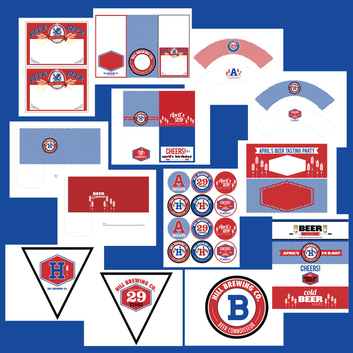 Modern Beer Tasting Party printable Collection- 3 colors available!