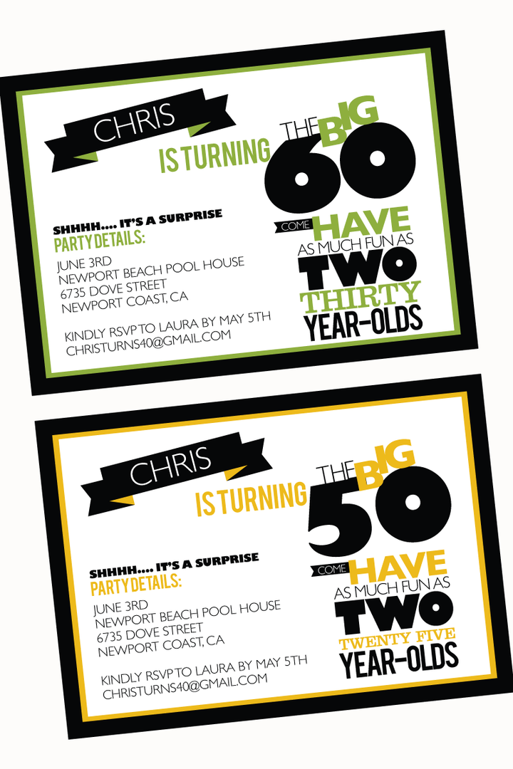printable THE BIG O 30, 40, 50, 60.... BIRTHDAY invitation (As much fun as two 20 year olds)