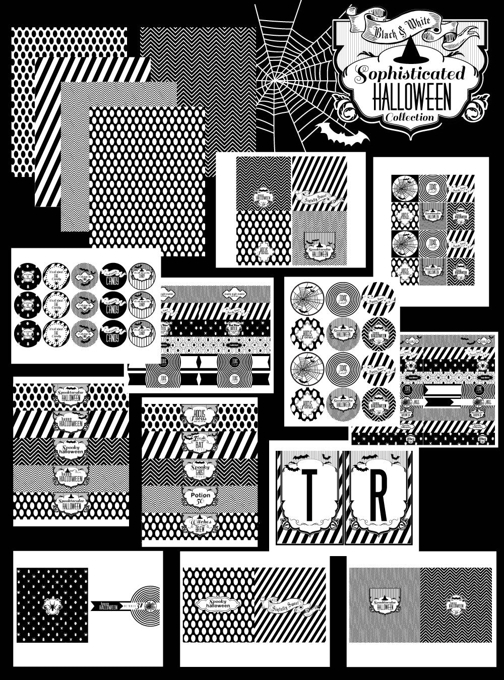 Black and White Sophisticated printable Halloween Collection