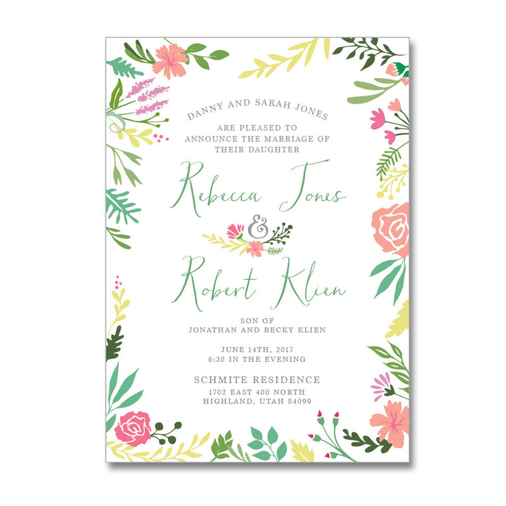 Botanical Wreath Wedding Invitations