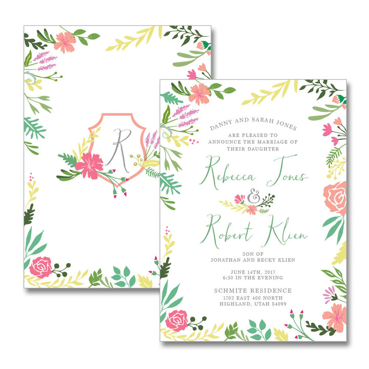 Botanical Wreath Wedding Invitations