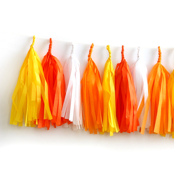 Candy Corn Halloween Fringe Tassel Garland Kit or Fully Assembled