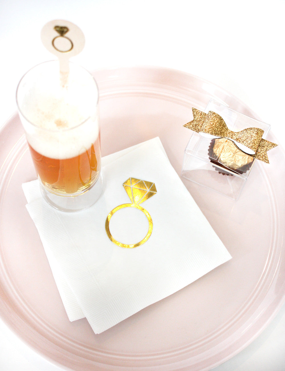Gold Diamond Ring Bridal Shower Foil Napkins