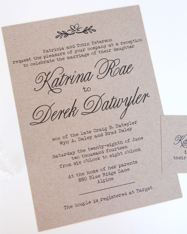 Rustic Kraft Doily Wedding Invitation Suite