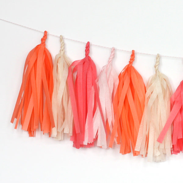 Flamingo Fringe Tissue Tassel Garland Kit or Fully Assembled