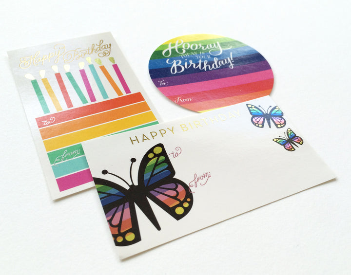 Butterfly Sticker tag with gold foil