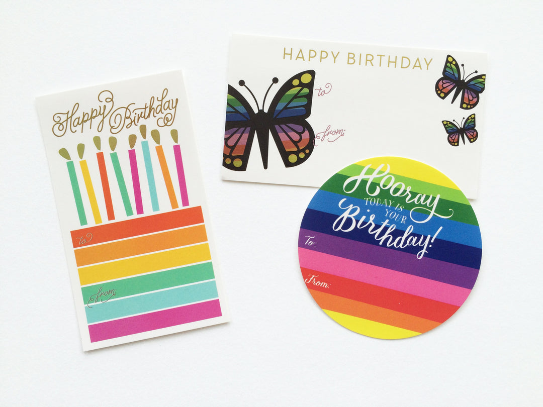 Hooray Birthday Rainbow Birthday Sticker tags
