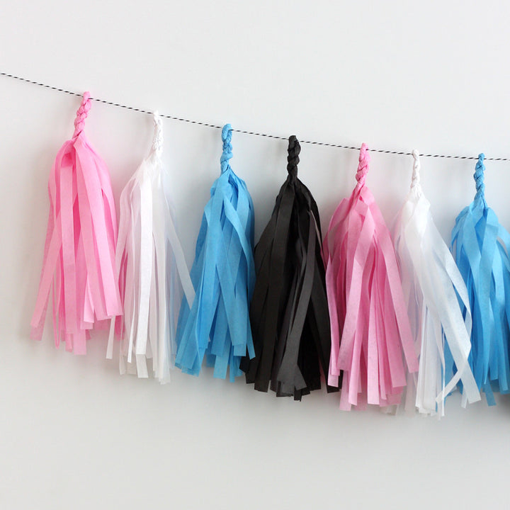 Gender Reveal Baby Shower Fringe Tassel Garland Kit or Fully Assembled