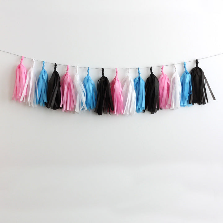 Gender Reveal Baby Shower Fringe Tassel Garland Kit or Fully Assembled