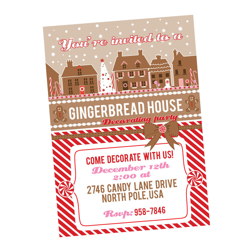 Gingerbread House Decorating Party printable Invitation