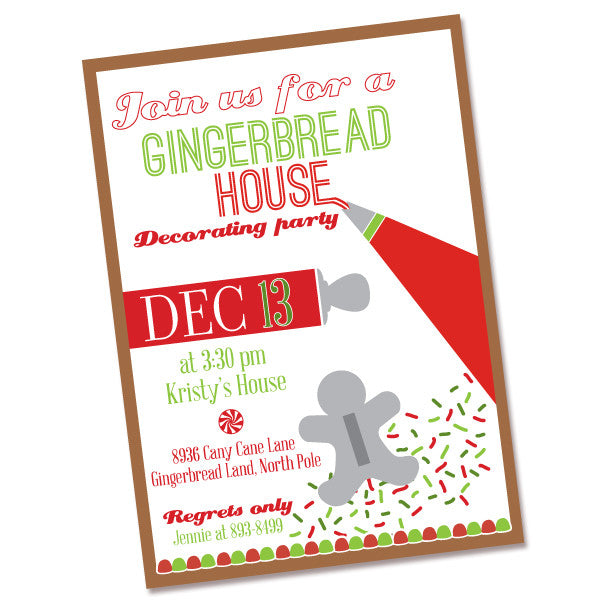 Gingerbread Decorating Party printable invite