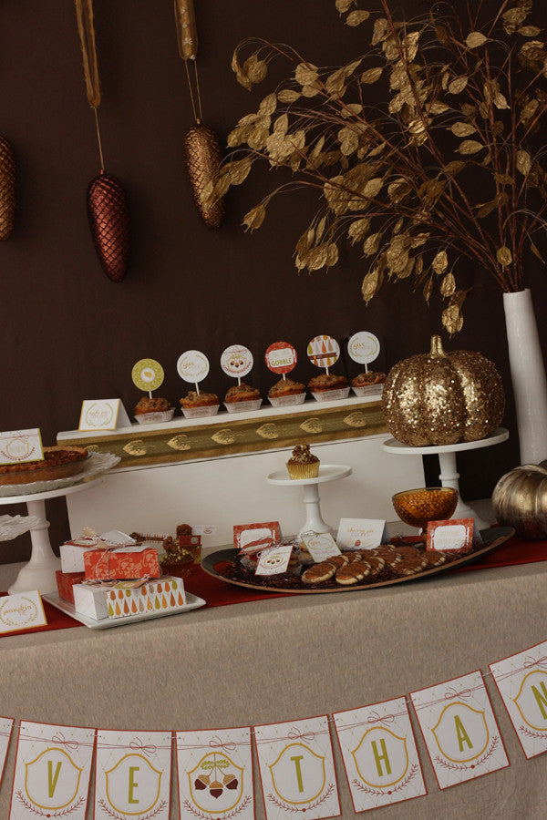 Glitzy Thanksgiving printable party collection