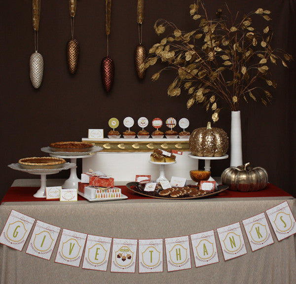 Glitzy Thanksgiving printable party collection