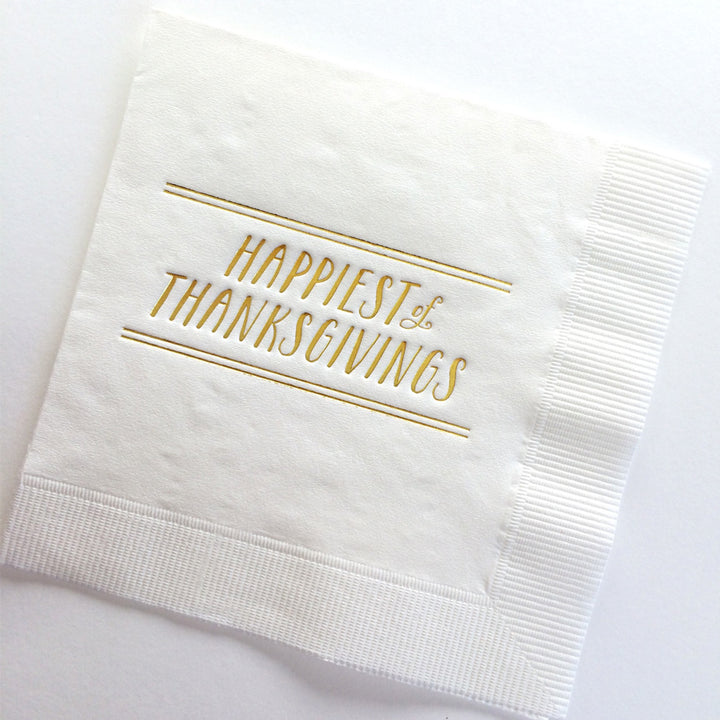 Happiest of Thanksgivings - Gold Foil Napkins