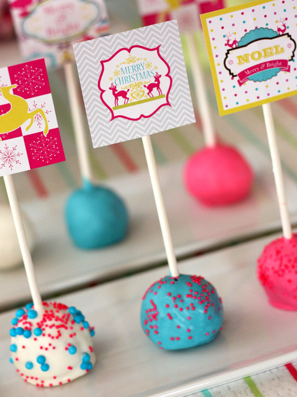 Modern Neon Merry and Bright Christmas printable Collection