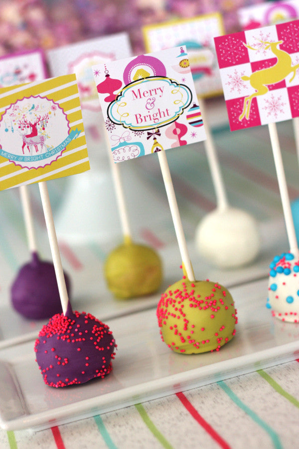 Modern Neon Merry and Bright Christmas printable Collection
