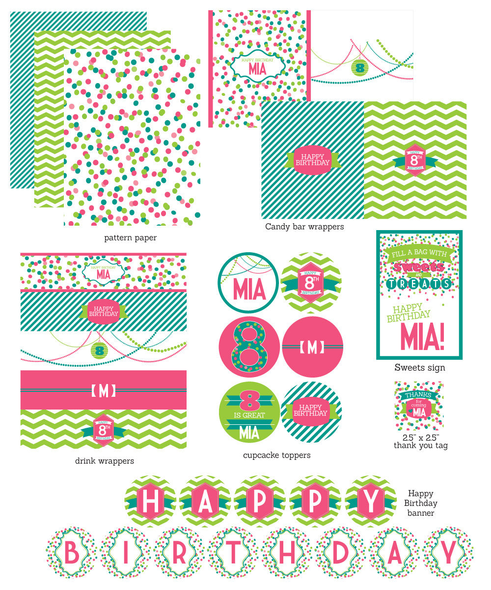 Confetti & Paper Lanterns printable party Invitation