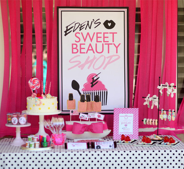 Sweet Beauty Shop Make-Up Birthday party printables