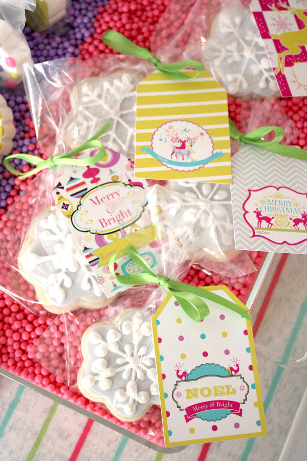 Modern Neon Merry and Bright Christmas printable Collection