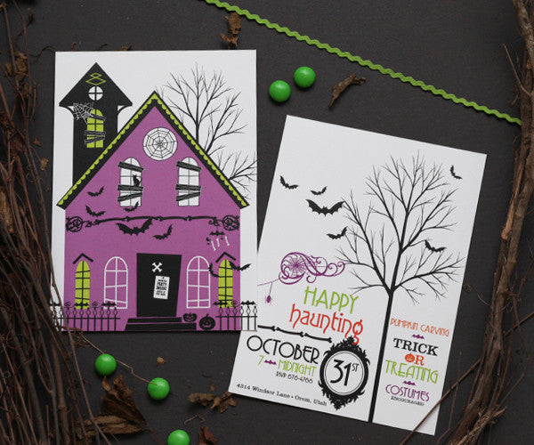 Halloween Glam Haunted House printable invitation- 3 options
