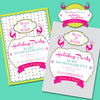 Merry & Bright Modern Neon printable Christmas party invite by Wants and Wishes