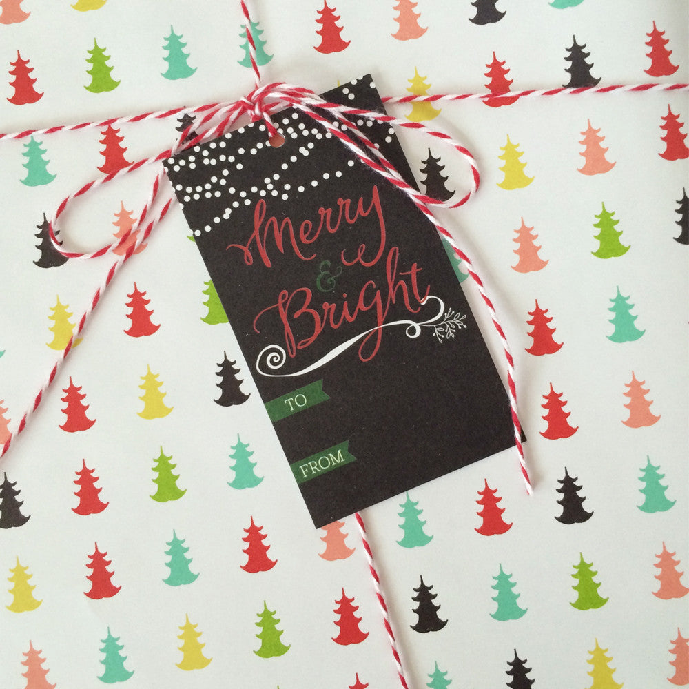 Merry & Bright Christmas gift tag
