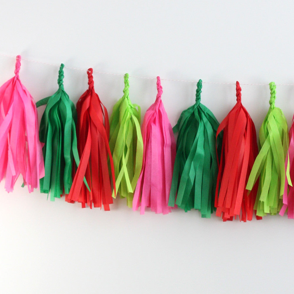 Merry & Bright Christmas Fringe Tassel Garland Kit or Fully Assembled