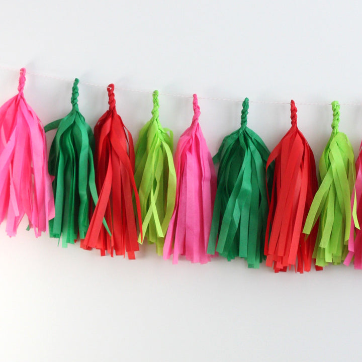Merry & Bright Christmas Fringe Tassel Garland Kit or Fully Assembled